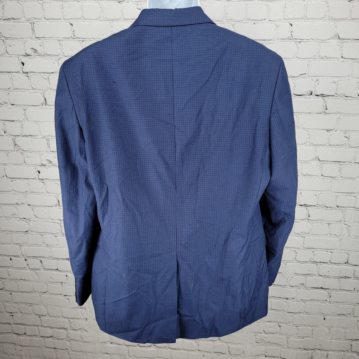 Chaps Ralph Lauren Blue Houndstooth 2 Button Notch Blazer Sport Coat Size 42