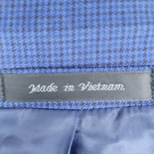 Chaps Ralph Lauren Blue Houndstooth 2 Button Notch Blazer Sport Coat Size 42