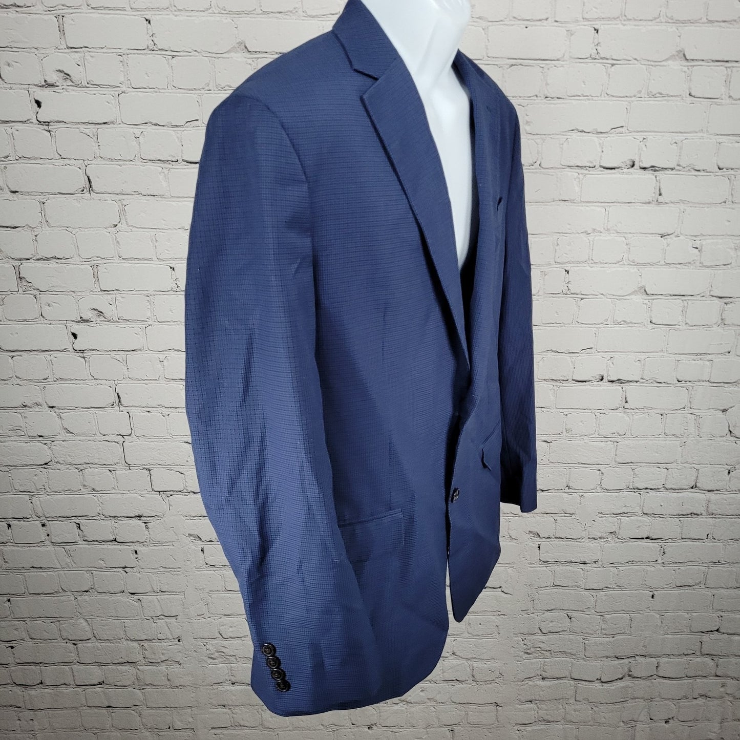 Chaps Ralph Lauren Blue Houndstooth 2 Button Notch Blazer Sport Coat Size 42