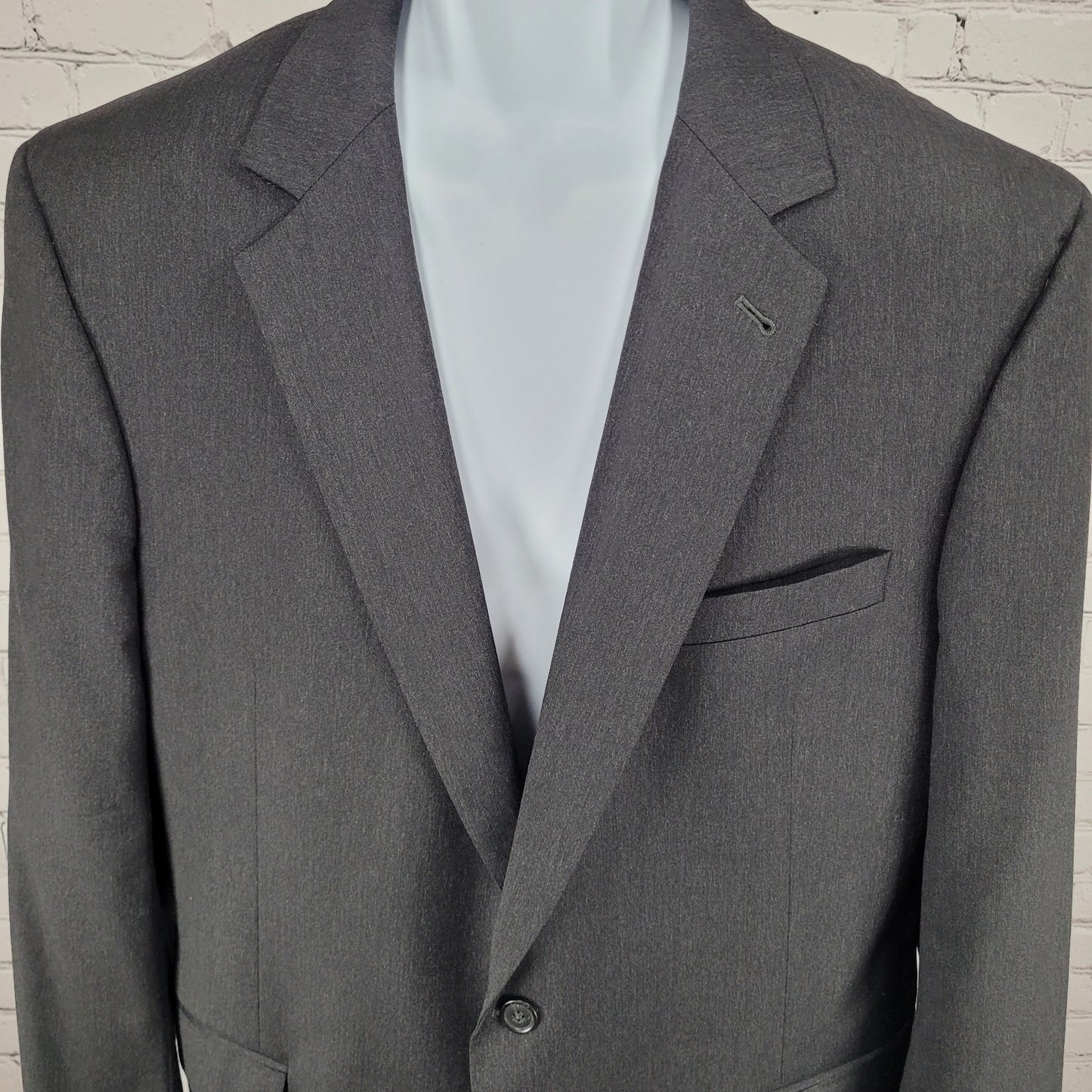 Jos A Bank Signature Collection Grey Wool Gordon 2 Button Blazer Sport Coat 46L