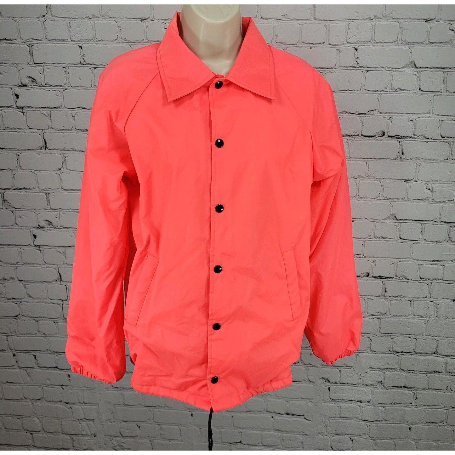 Hartwell Neon Pink Snap Lightweight Windbreaker Jacket USA Made Size Medium M