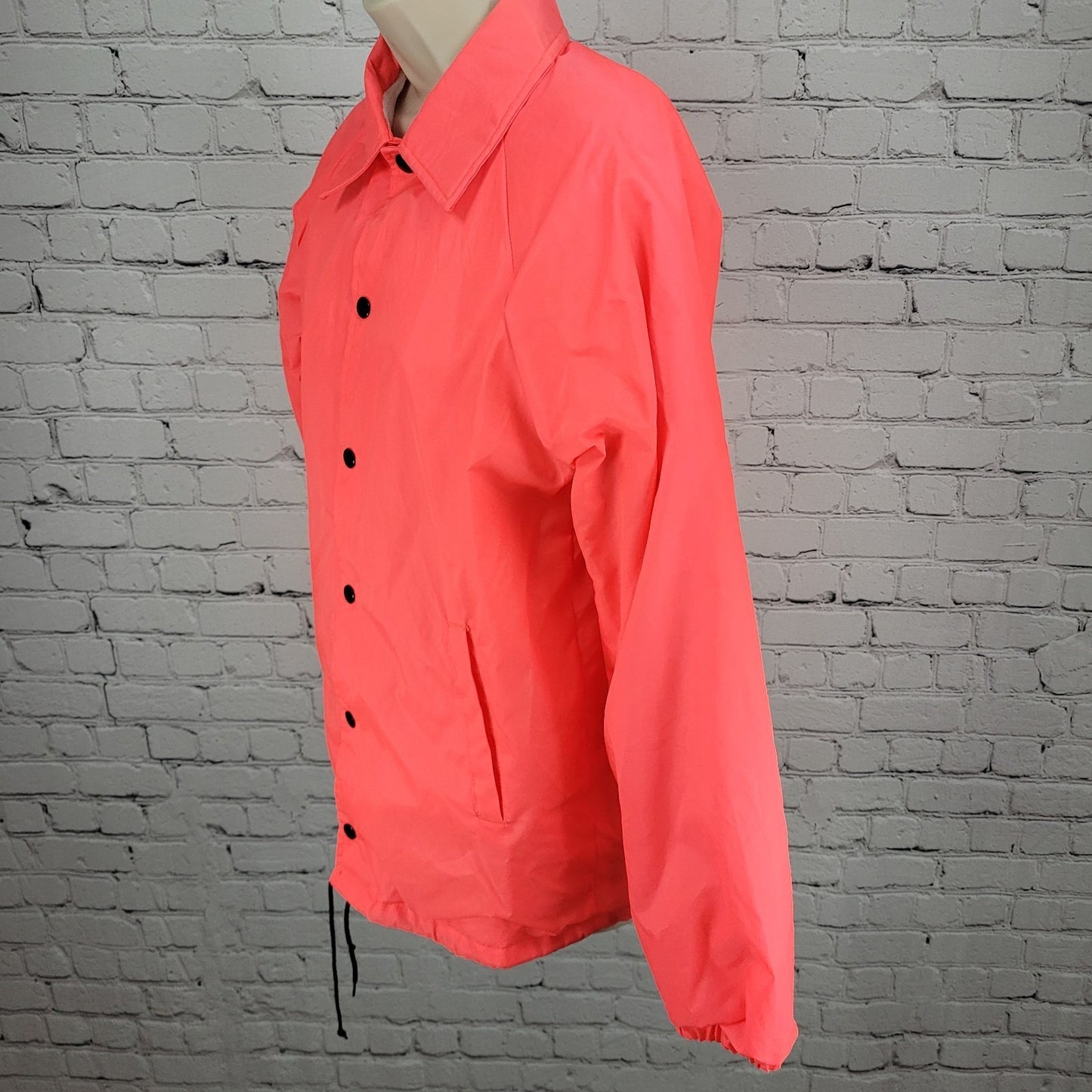 Hartwell Neon Pink Snap Lightweight Windbreaker Jacket USA Made Size Medium M