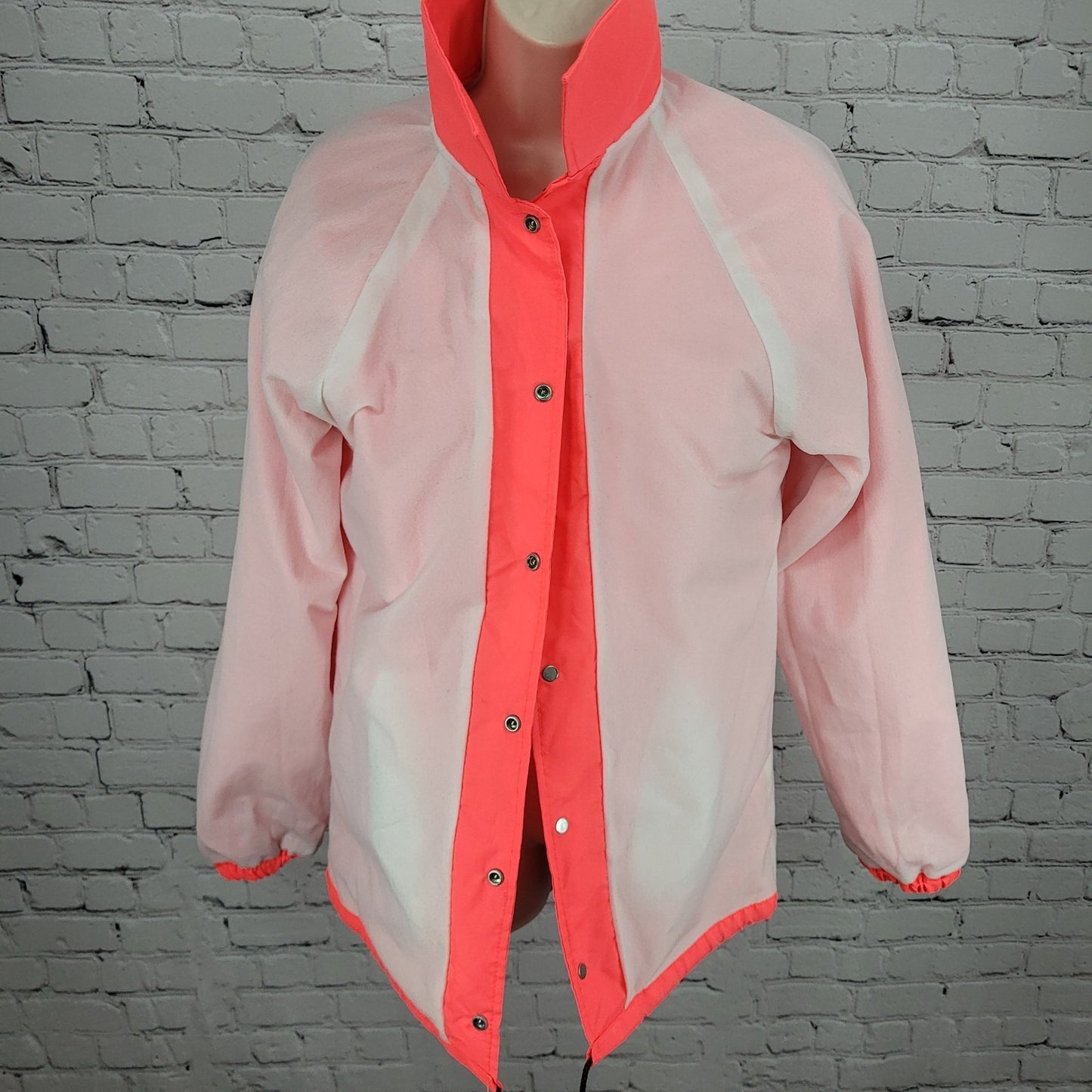 Hartwell Neon Pink Snap Lightweight Windbreaker Jacket USA Made Size Medium M