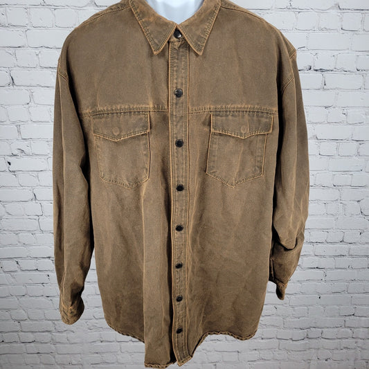 RedHead Brown Suede Like Snapped Unlined Workwear Shacket Jacket Size XLT