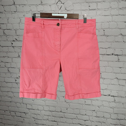 Boden Pink 9" Cuffed High Rise Flap Pockets Chino Bermuda Shorts 10 (33x9)
