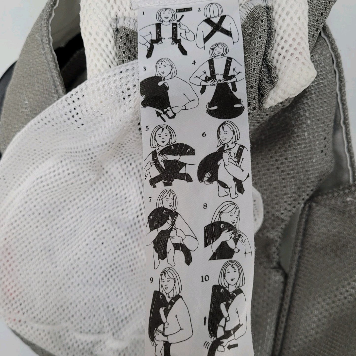 Baby Bjorn Grey White Mesh Adjustable Baby Infant Carrier 8-25lbs