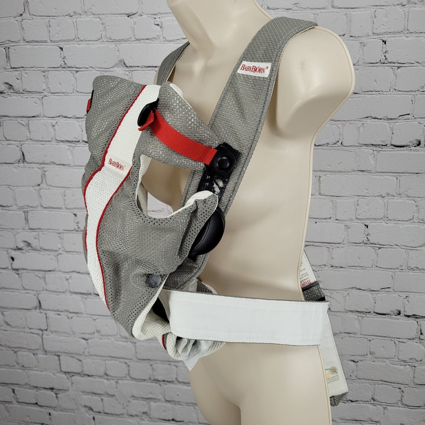 Baby Bjorn Grey White Mesh Adjustable Baby Infant Carrier 8-25lbs