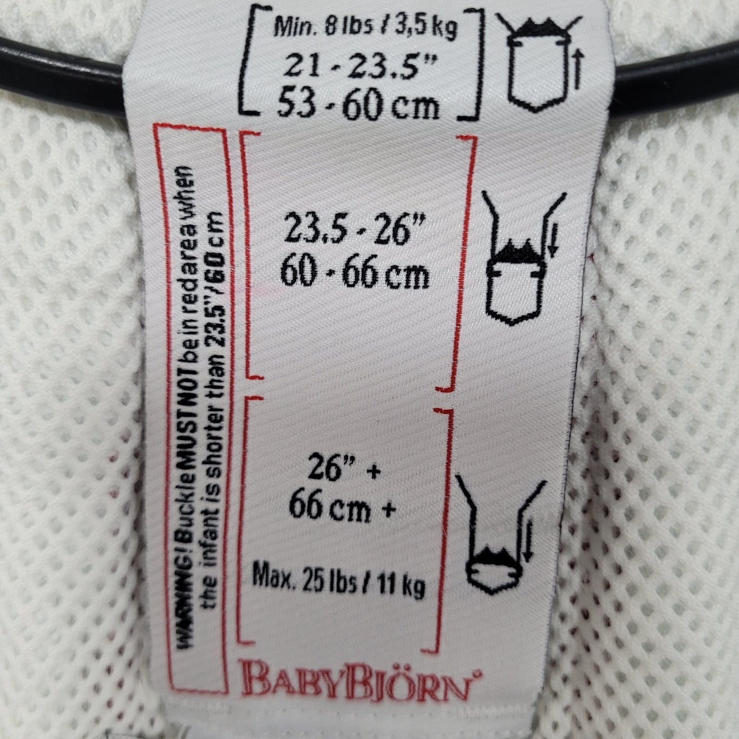 Baby Bjorn Grey White Mesh Adjustable Baby Infant Carrier 8-25lbs