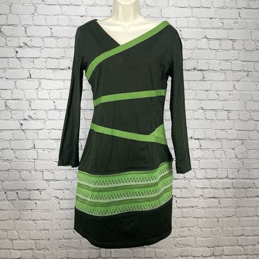 Skunkfunk Green Long Sleeve Zippered Convertible Short To Midi Dress Size 3