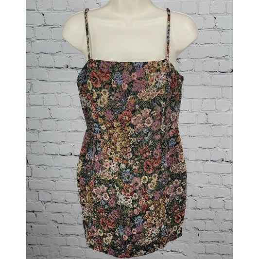 Urban Outfitters Multicolor Woven Floral Strappy Stretch Mini Dress Medium M