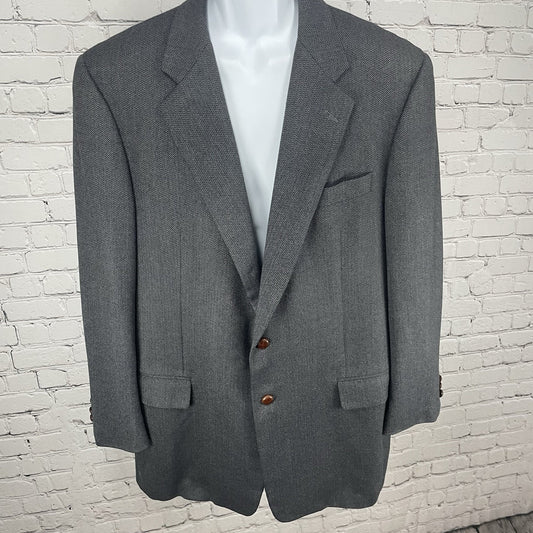 Hickey Freeman Grey Wool 2 Button Vented Blazer Sport Coat USA Made Size 44L
