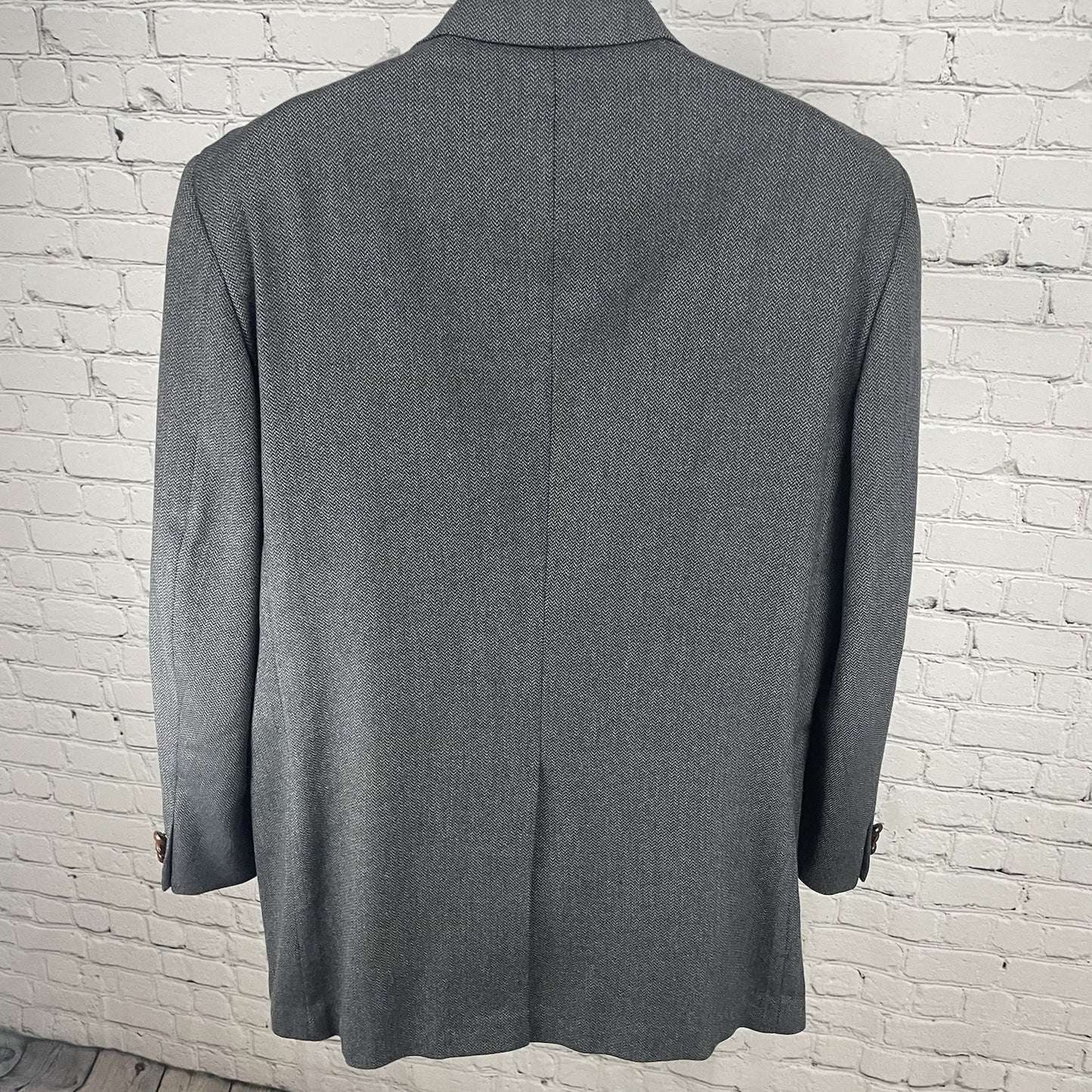Hickey Freeman Grey Wool 2 Button Vented Blazer Sport Coat USA Made Size 44L