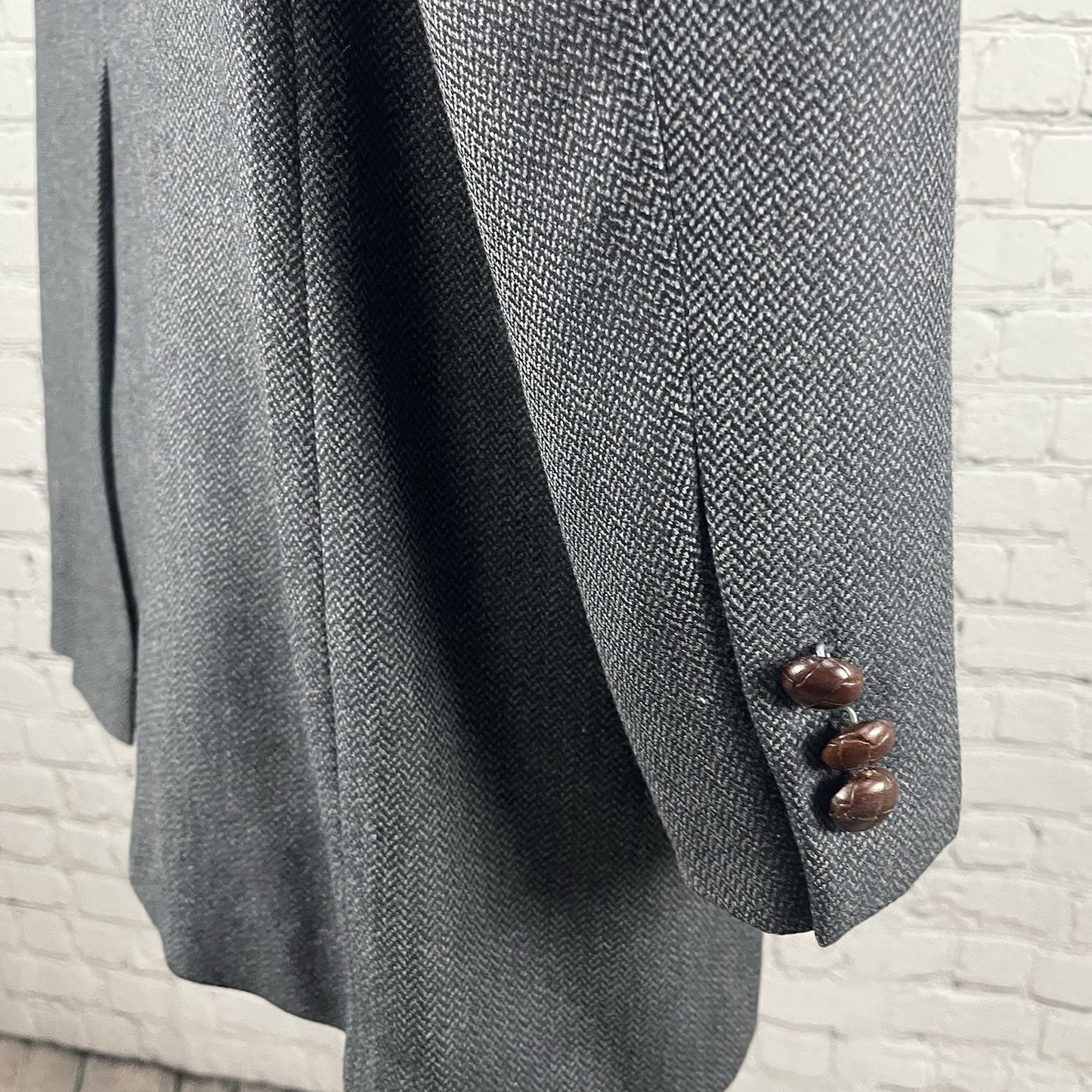 Hickey Freeman Grey Wool 2 Button Vented Blazer Sport Coat USA Made Size 44L