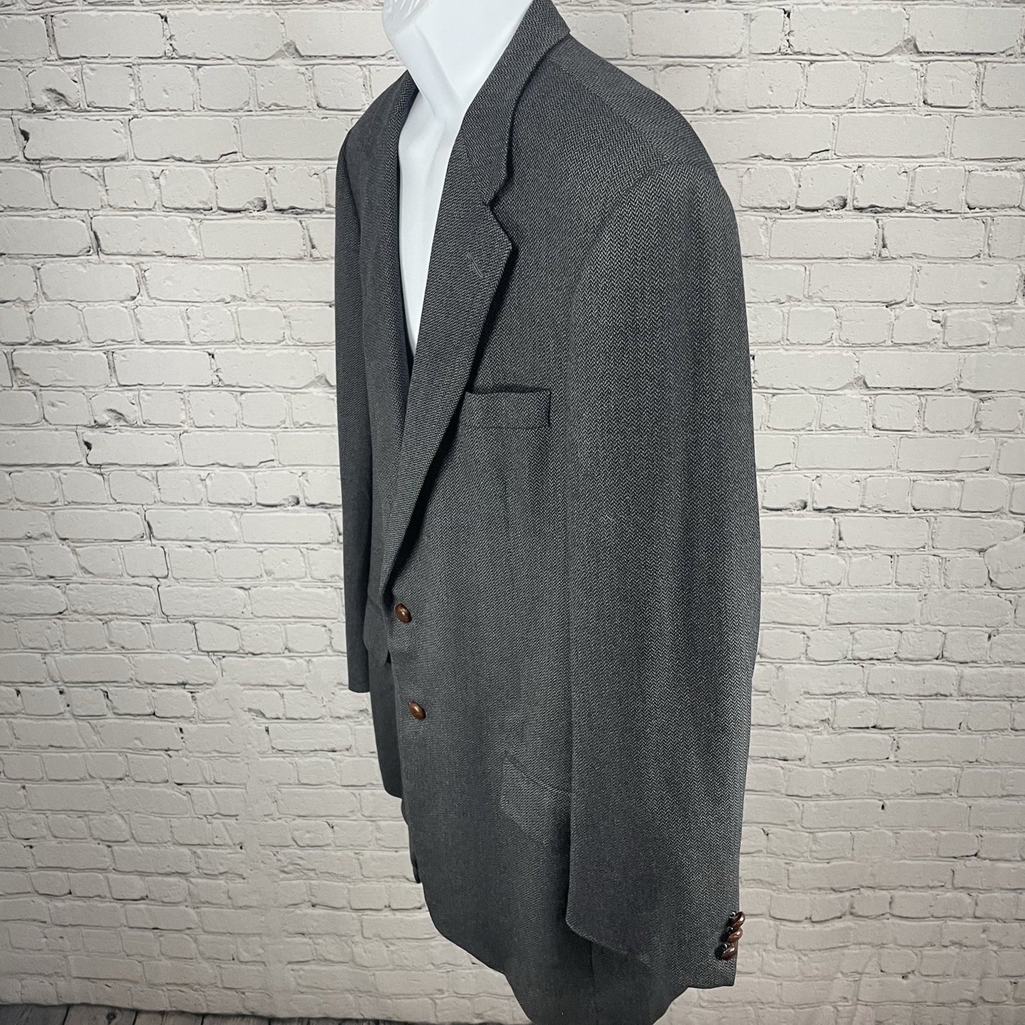 Hickey Freeman Grey Wool 2 Button Vented Blazer Sport Coat USA Made Size 44L