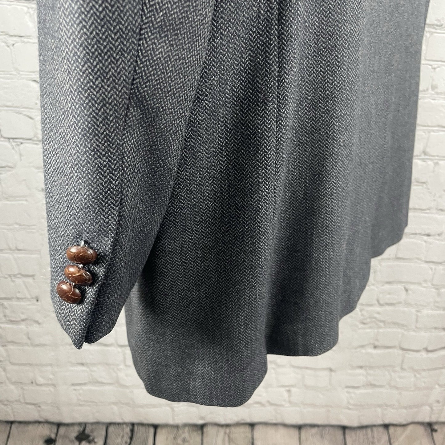 Hickey Freeman Grey Wool 2 Button Vented Blazer Sport Coat USA Made Size 44L