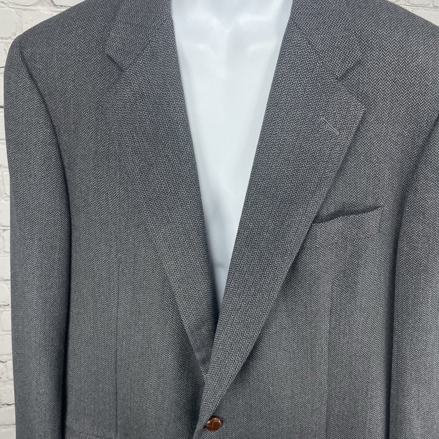 Hickey Freeman Grey Wool 2 Button Vented Blazer Sport Coat USA Made Size 44L