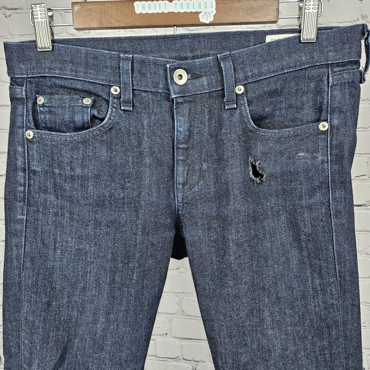 Rag & Bone Blue Dre Dark Wash Denim Mid Rise Skinny Jeans USA 27 (30x27.5)