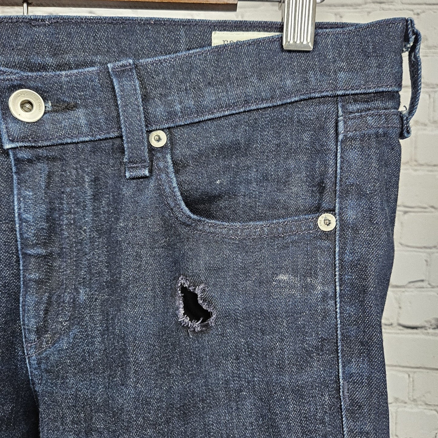 Rag & Bone Blue Dre Dark Wash Denim Mid Rise Skinny Jeans USA 27 (30x27.5)