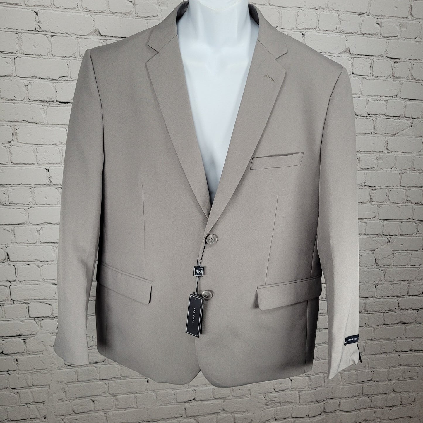 NWT Braveman Grey Slim Fit 2 Button Double Vent Blazer Suit Jacket Size 44S