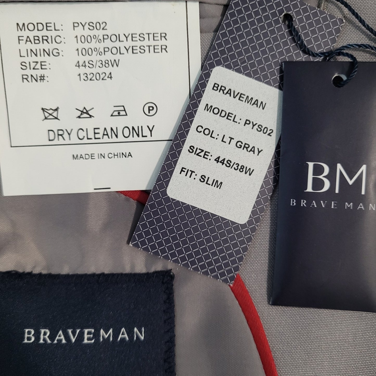 NWT Braveman Grey Slim Fit 2 Button Double Vent Blazer Suit Jacket Size 44S