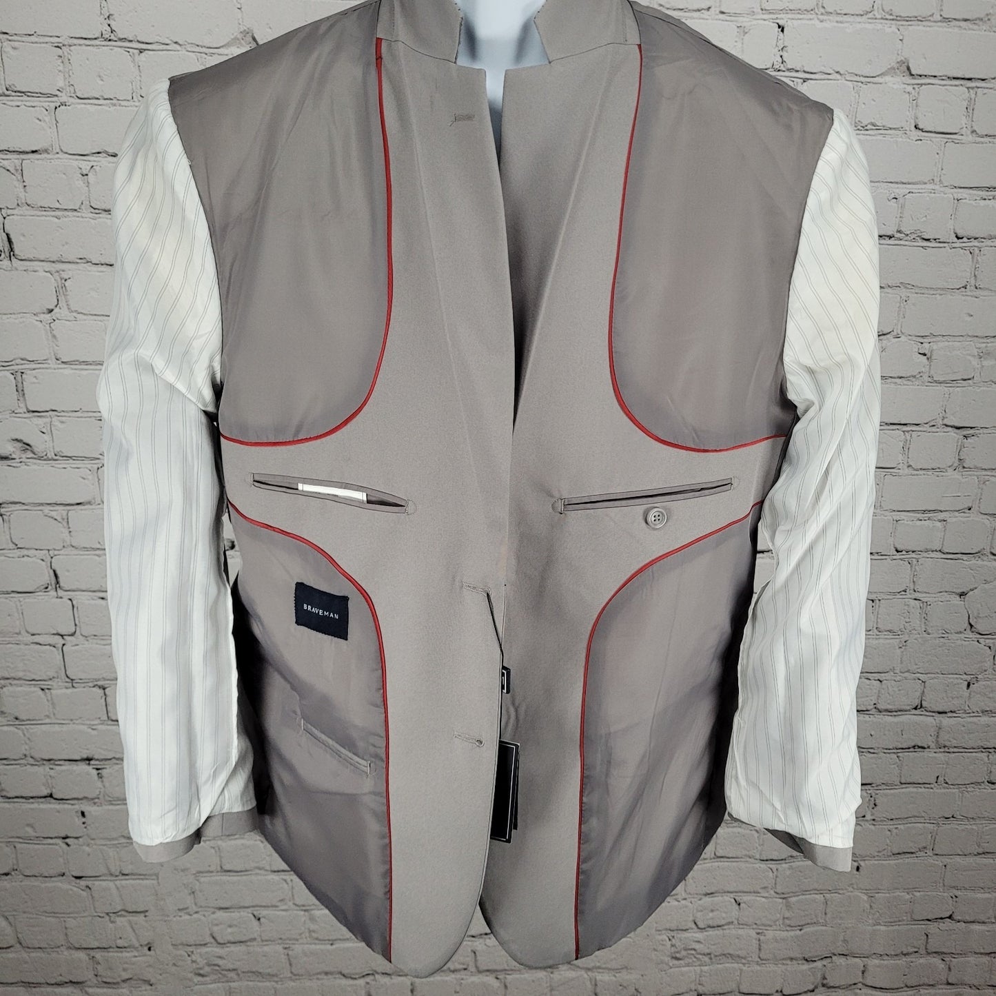 NWT Braveman Grey Slim Fit 2 Button Double Vent Blazer Suit Jacket Size 44S