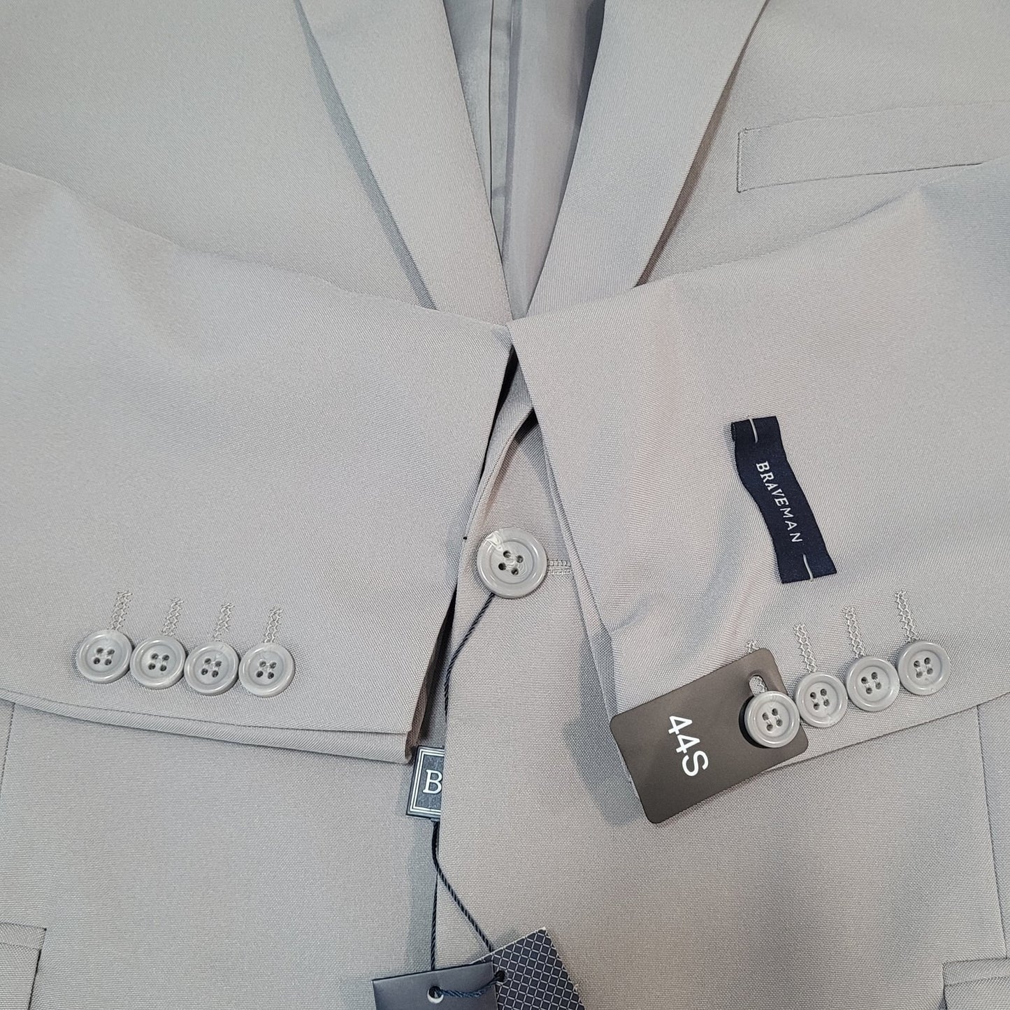 NWT Braveman Grey Slim Fit 2 Button Double Vent Blazer Suit Jacket Size 44S