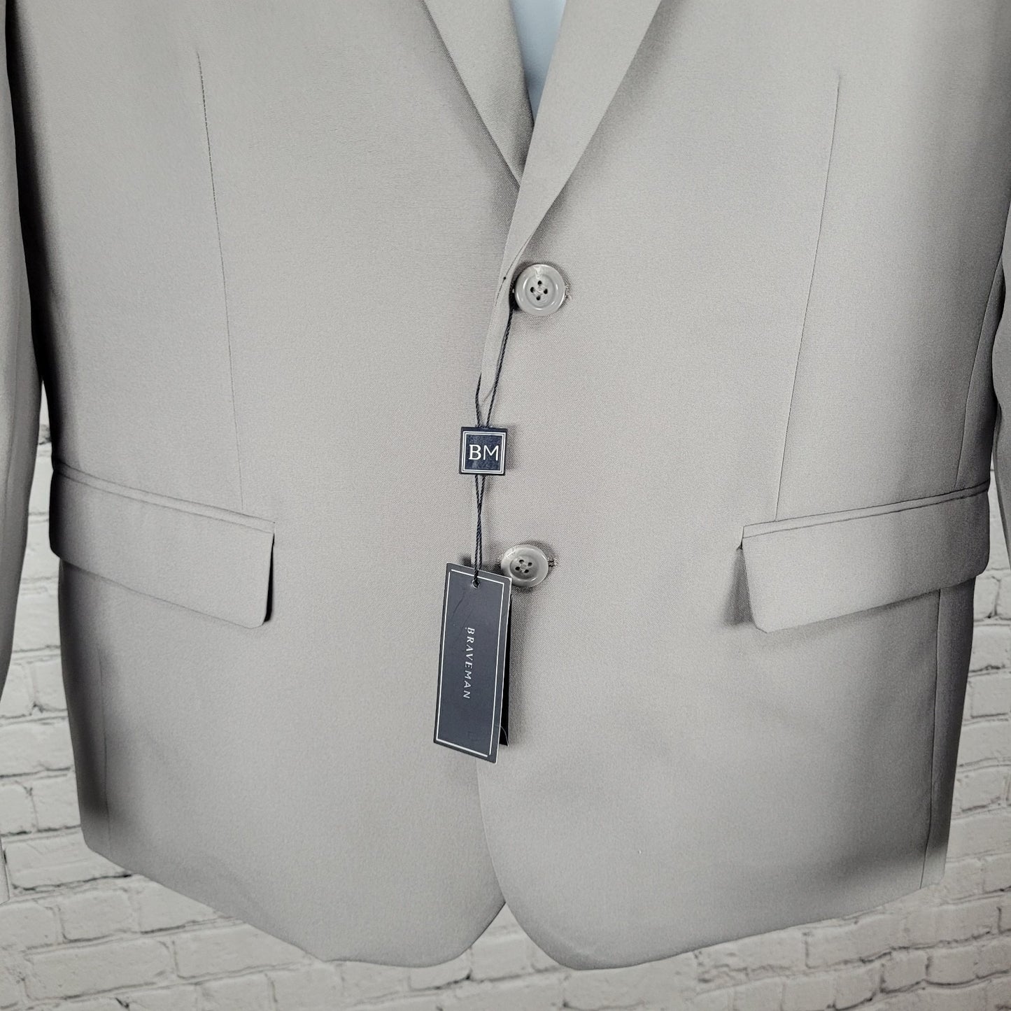 NWT Braveman Grey Slim Fit 2 Button Double Vent Blazer Suit Jacket Size 44S