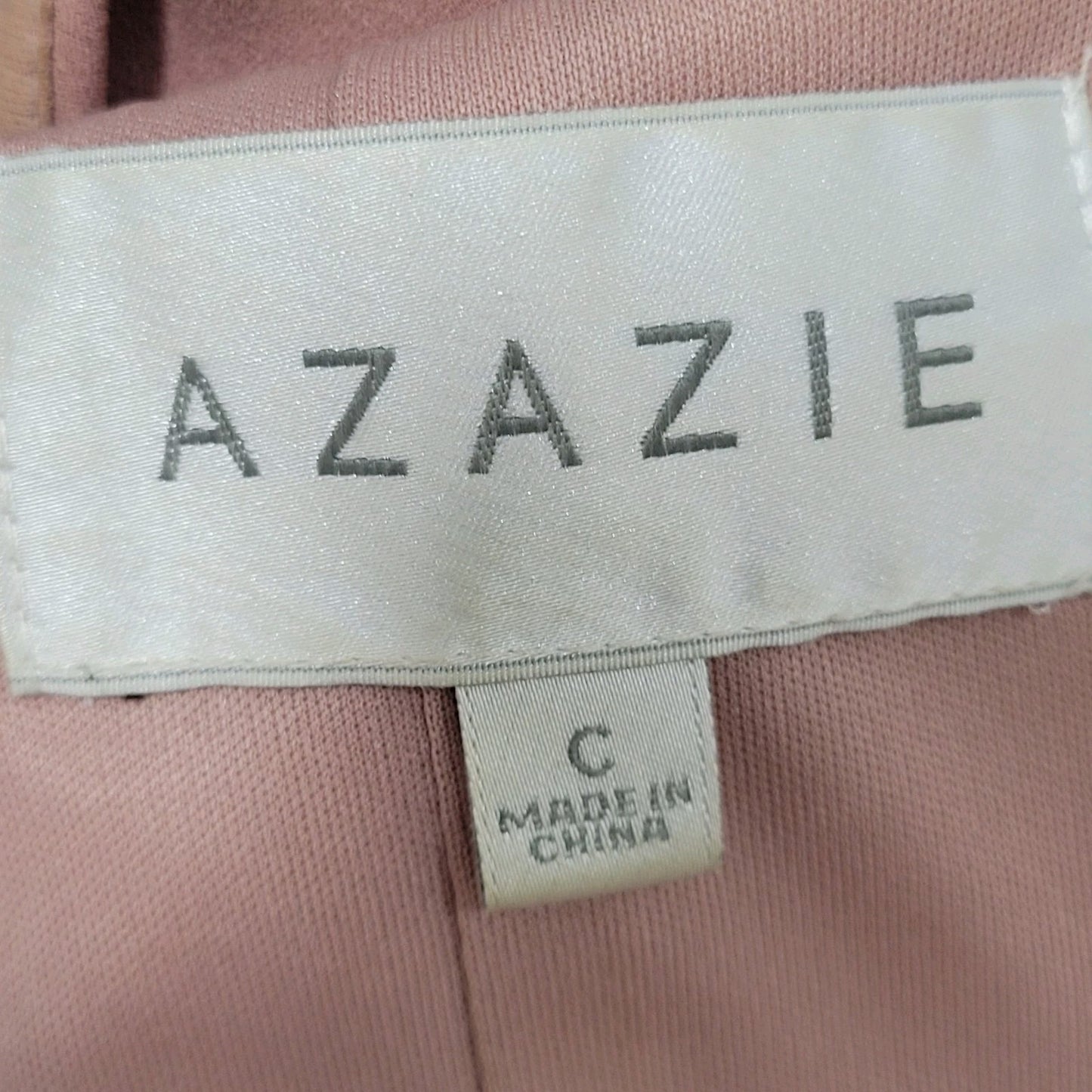 Azazie Pink Strappy Front Slit Square Neck Stretch Lined Bridesmaid Dress Size C