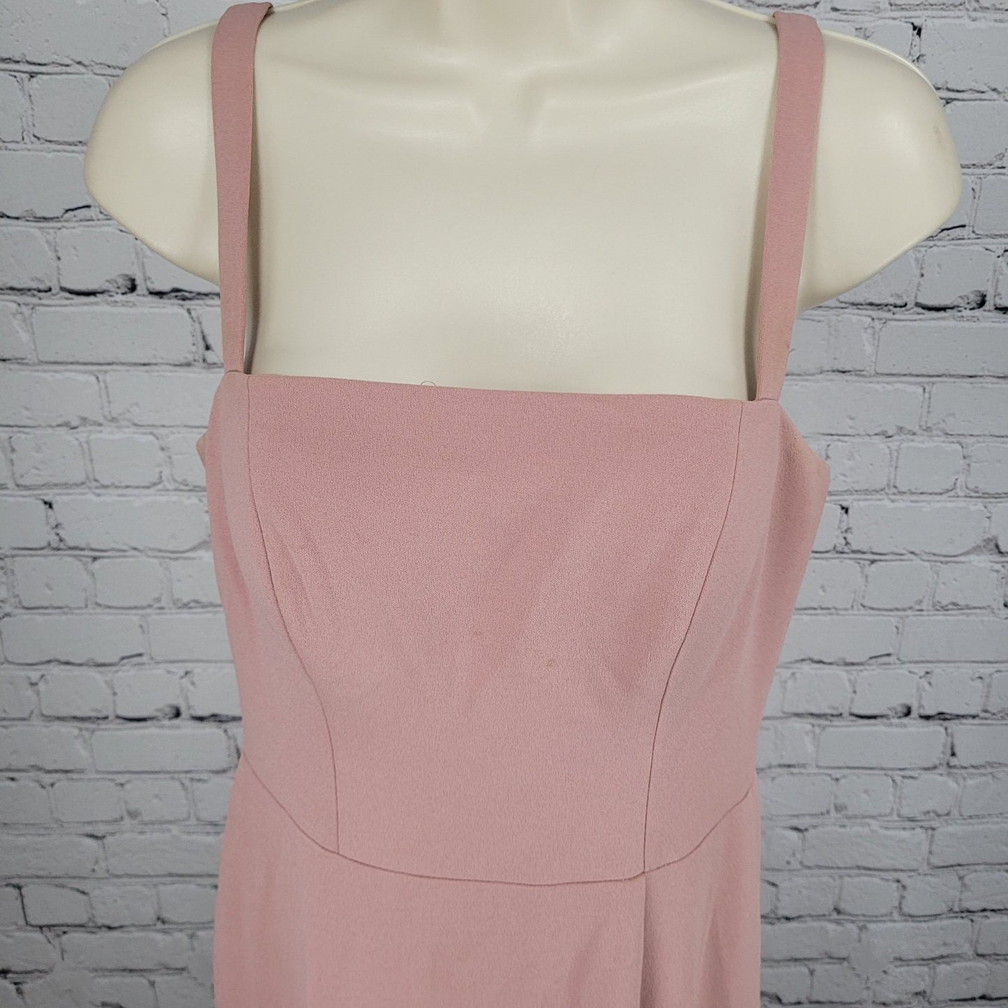 Azazie Pink Strappy Front Slit Square Neck Stretch Lined Bridesmaid Dress Size C