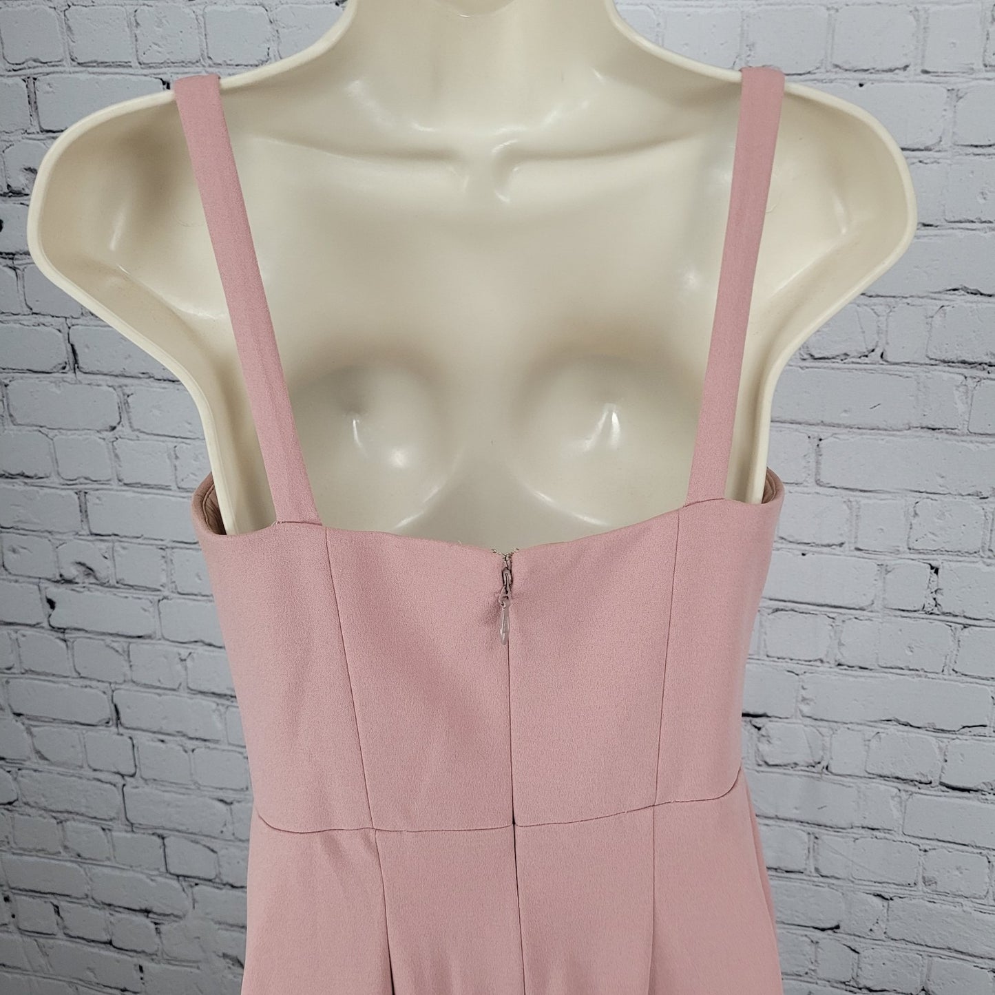 Azazie Pink Strappy Front Slit Square Neck Stretch Lined Bridesmaid Dress Size C
