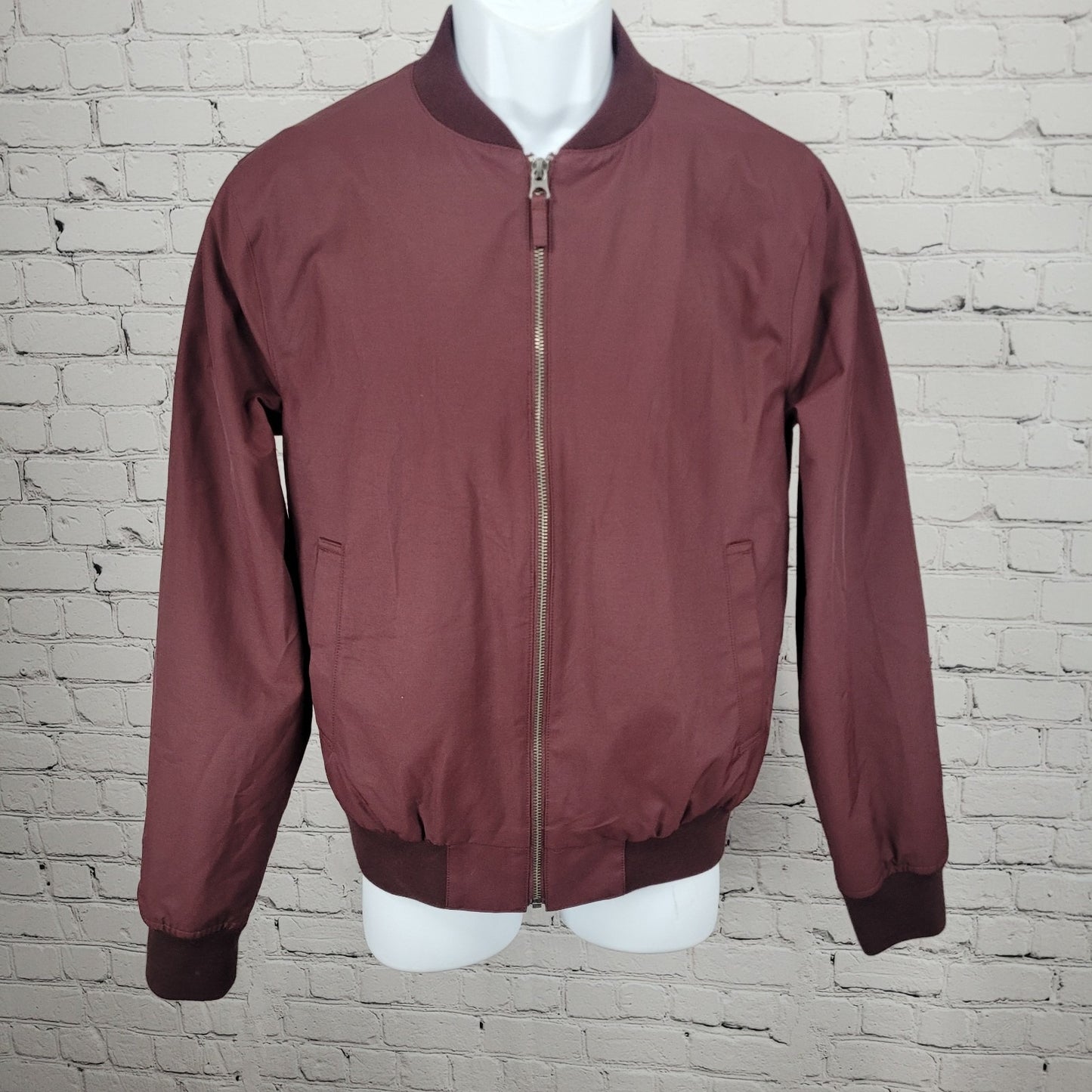 Bonobos Burgundy Lightweight Zip Lined Inner Pockets Bomber Jacket Small S