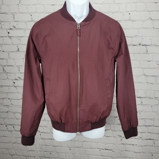 Bonobos Burgundy Lightweight Zip Lined Inner Pockets Bomber Jacket Small S