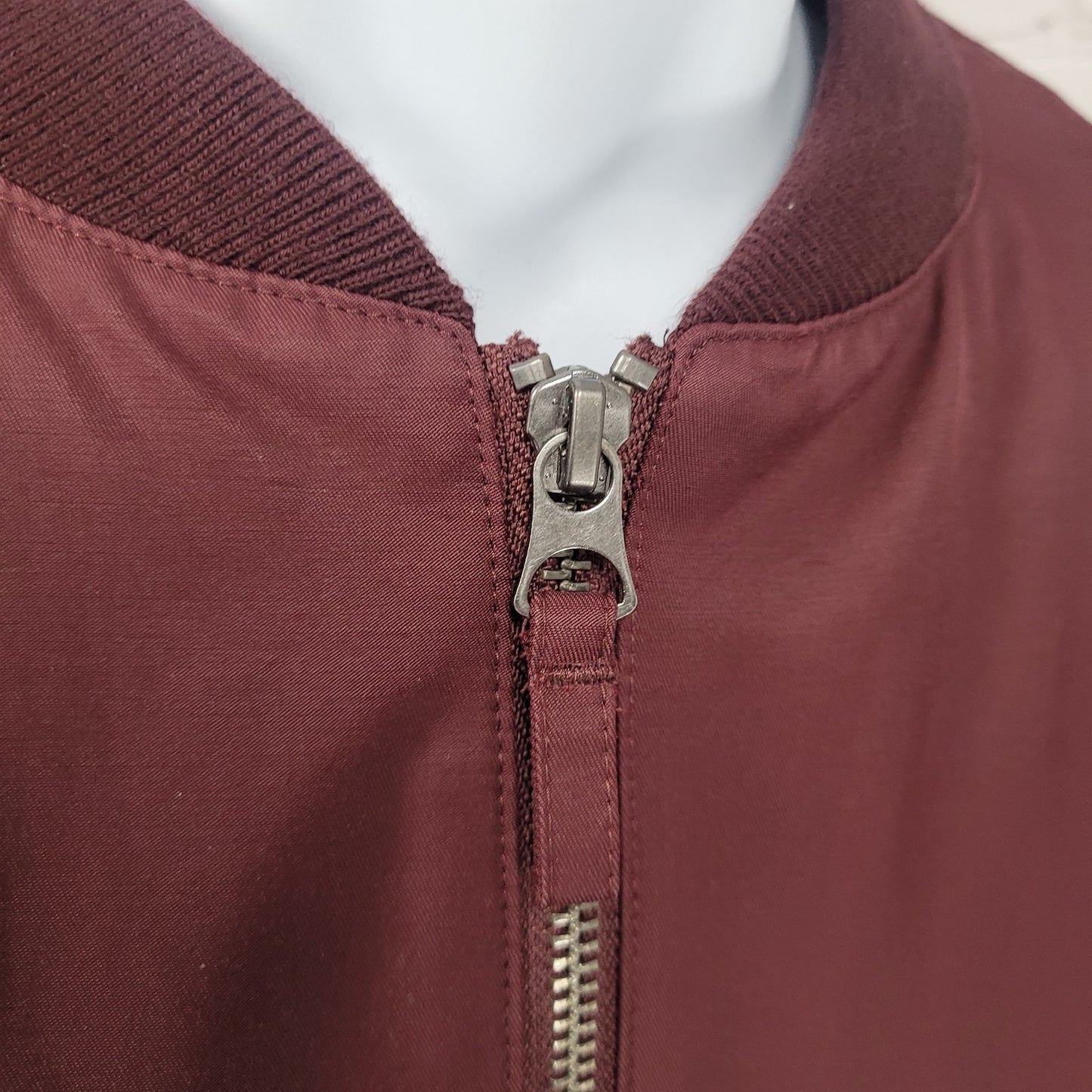 Bonobos Burgundy Lightweight Zip Lined Inner Pockets Bomber Jacket Small S