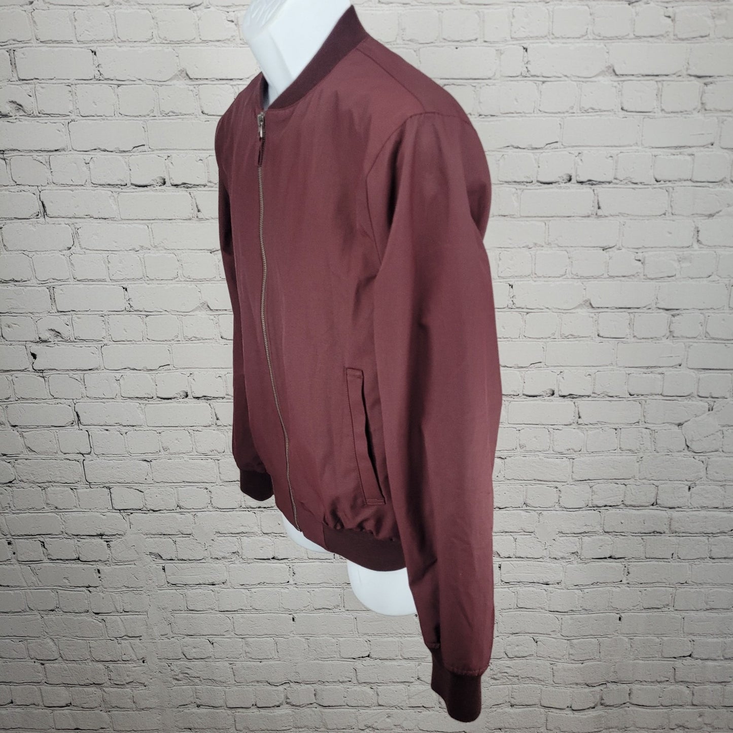 Bonobos Burgundy Lightweight Zip Lined Inner Pockets Bomber Jacket Small S