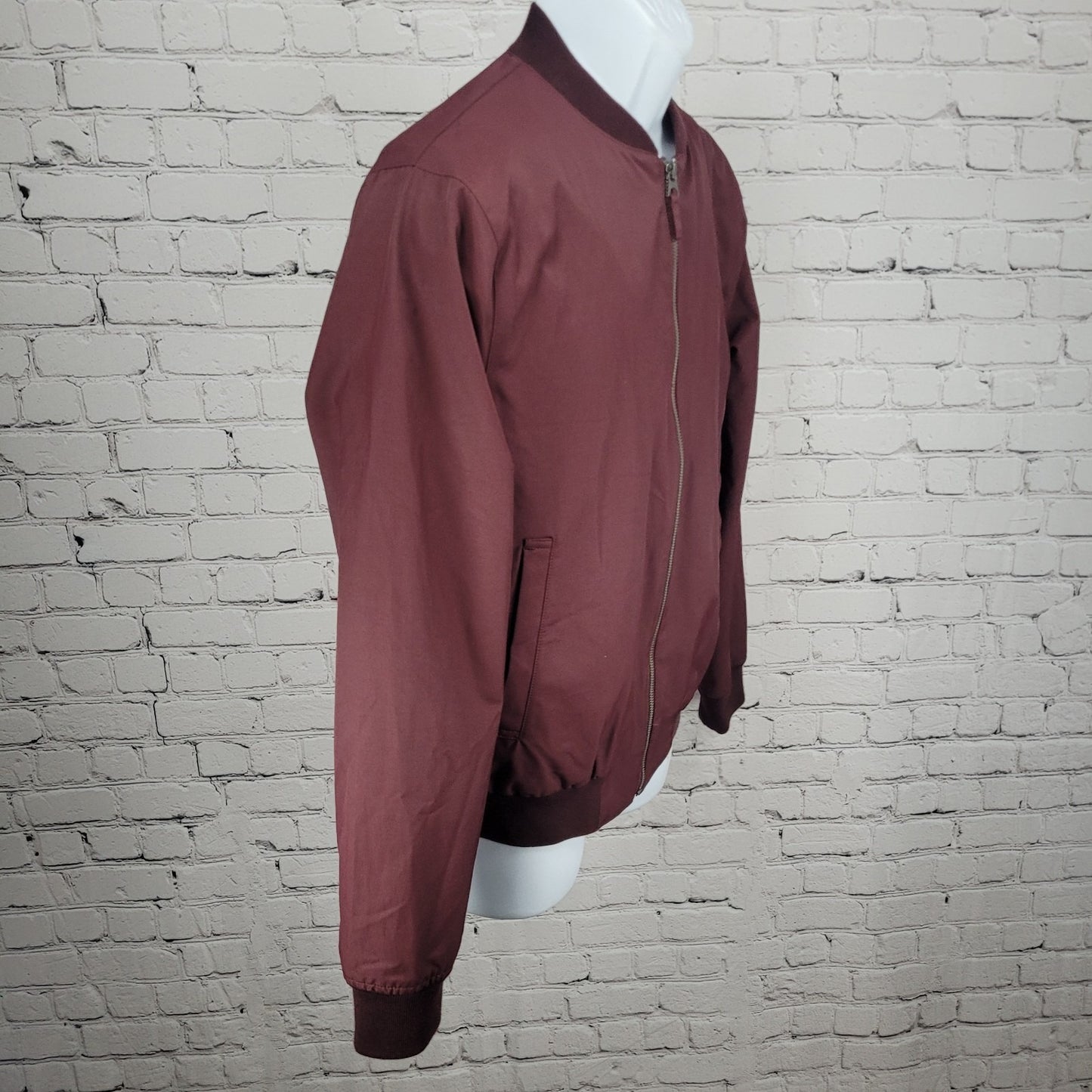 Bonobos Burgundy Lightweight Zip Lined Inner Pockets Bomber Jacket Small S