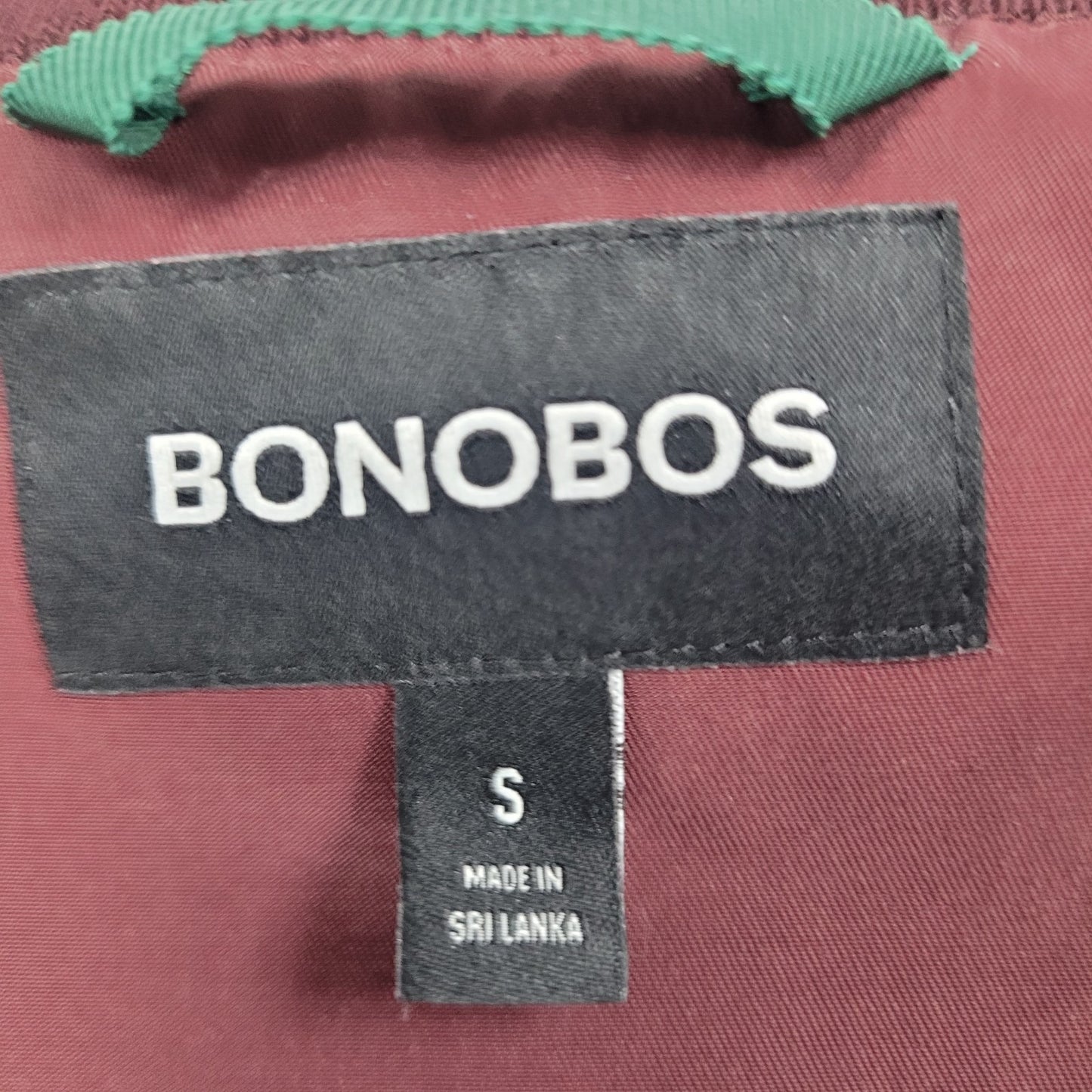 Bonobos Burgundy Lightweight Zip Lined Inner Pockets Bomber Jacket Small S
