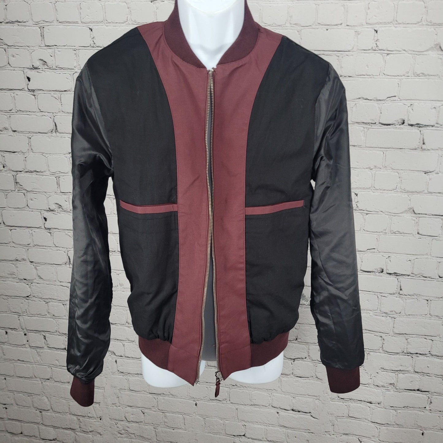 Bonobos Burgundy Lightweight Zip Lined Inner Pockets Bomber Jacket Small S