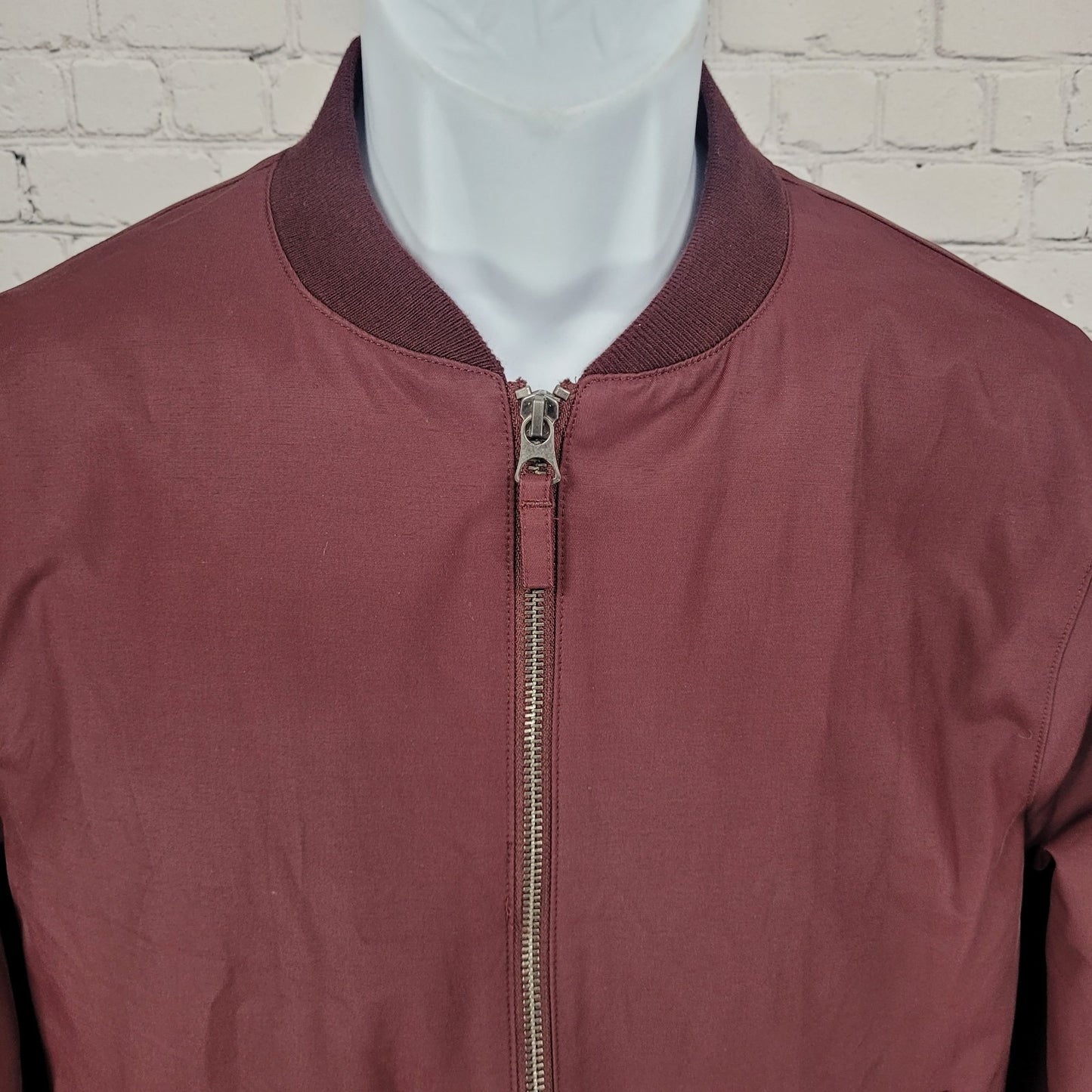 Bonobos Burgundy Lightweight Zip Lined Inner Pockets Bomber Jacket Small S