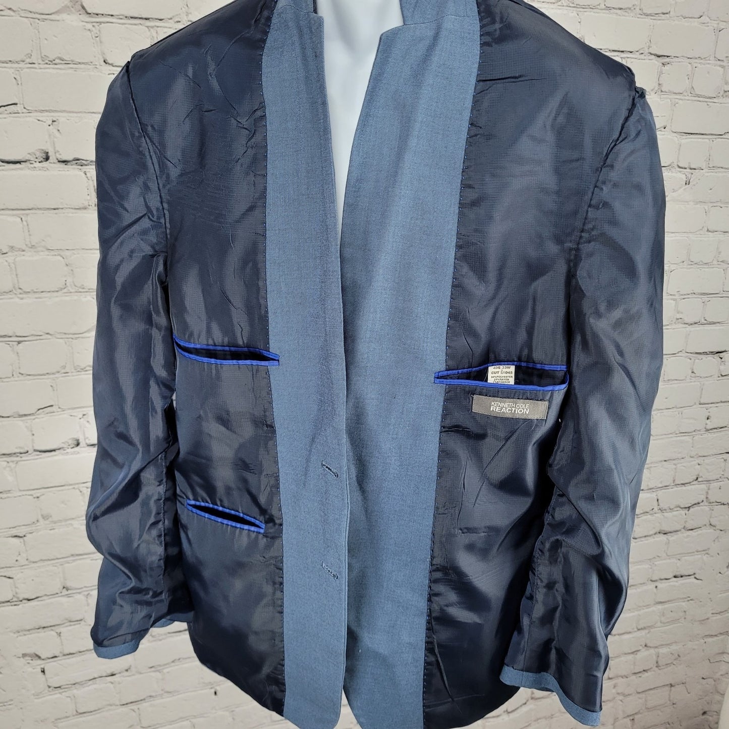 Kenneth Cole Reaction Blue 2 Button Vented Blazer Sport Coat Size 40S