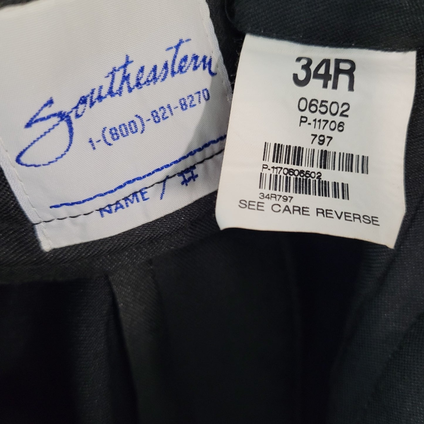 Formalwear Southeastern Black Tuxedo Suit Set Jacket Size 40R Pants 34R (32x33)