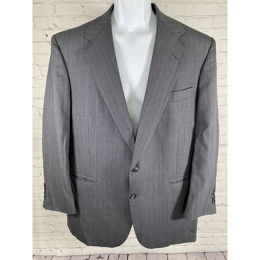 Stafford USA Made Gray Blue 100% Wool Striped 2 Button Jacket Blazer Men’s 42S