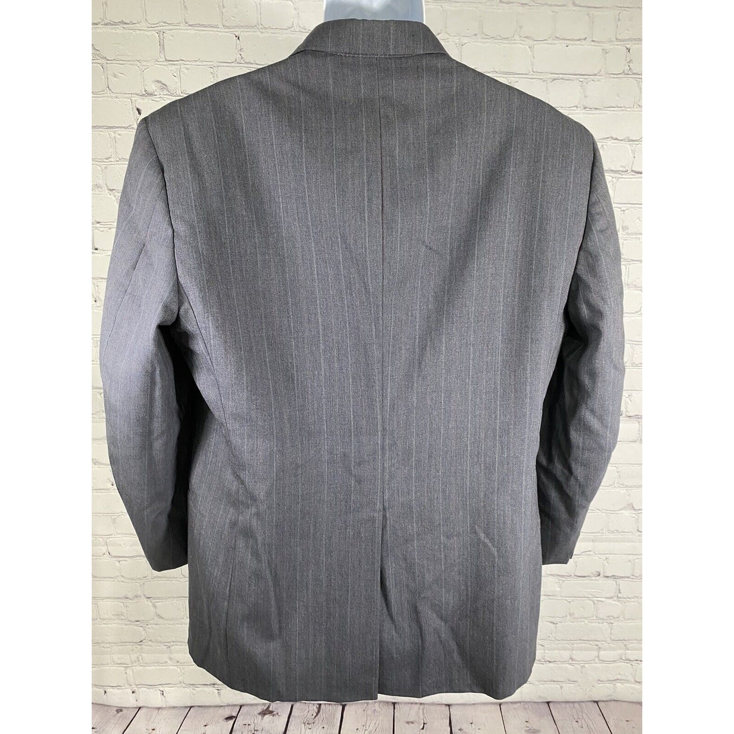 Stafford USA Made Gray Blue 100% Wool Striped 2 Button Jacket Blazer Men’s 42S