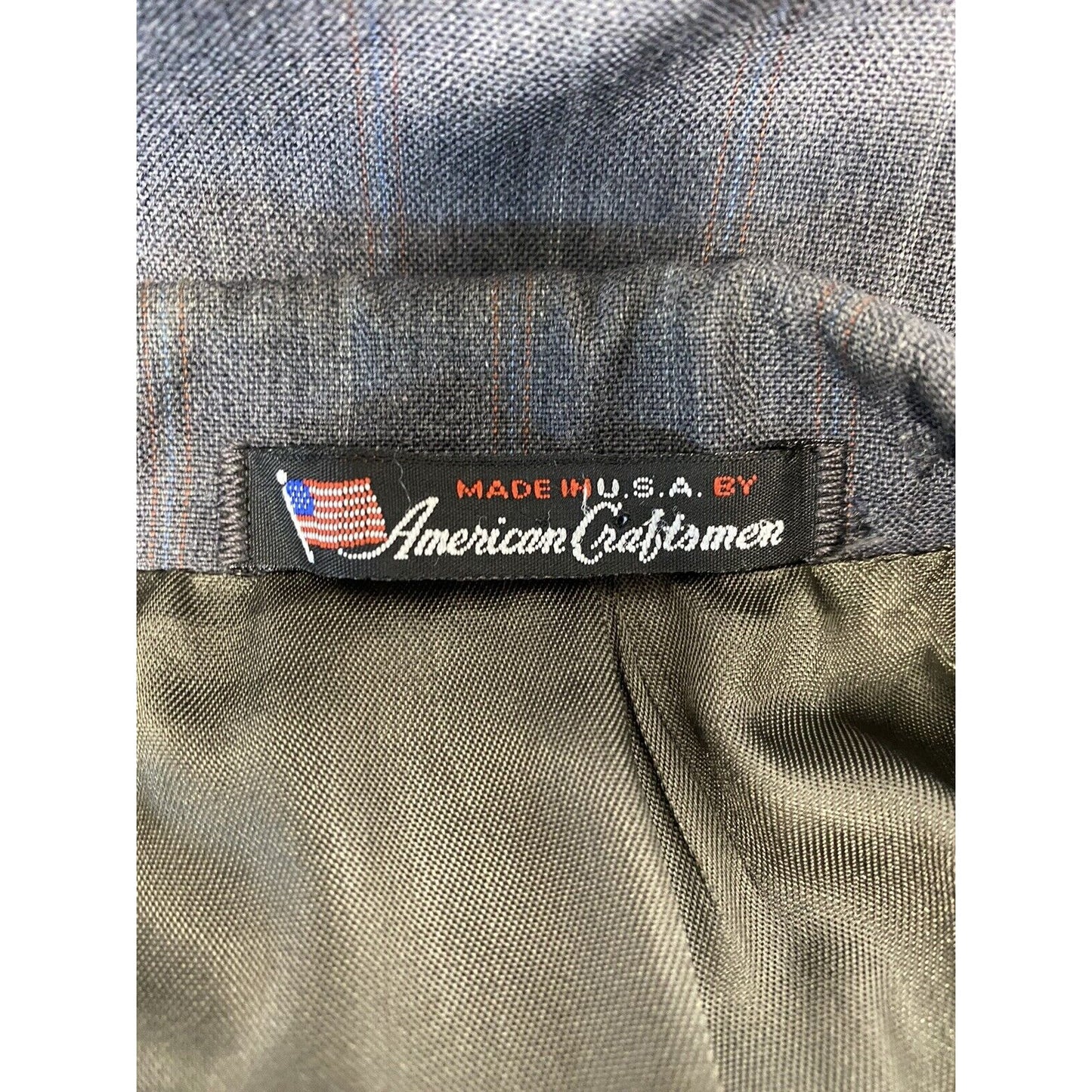Stafford USA Made Gray Blue 100% Wool Striped 2 Button Jacket Blazer Men’s 42S