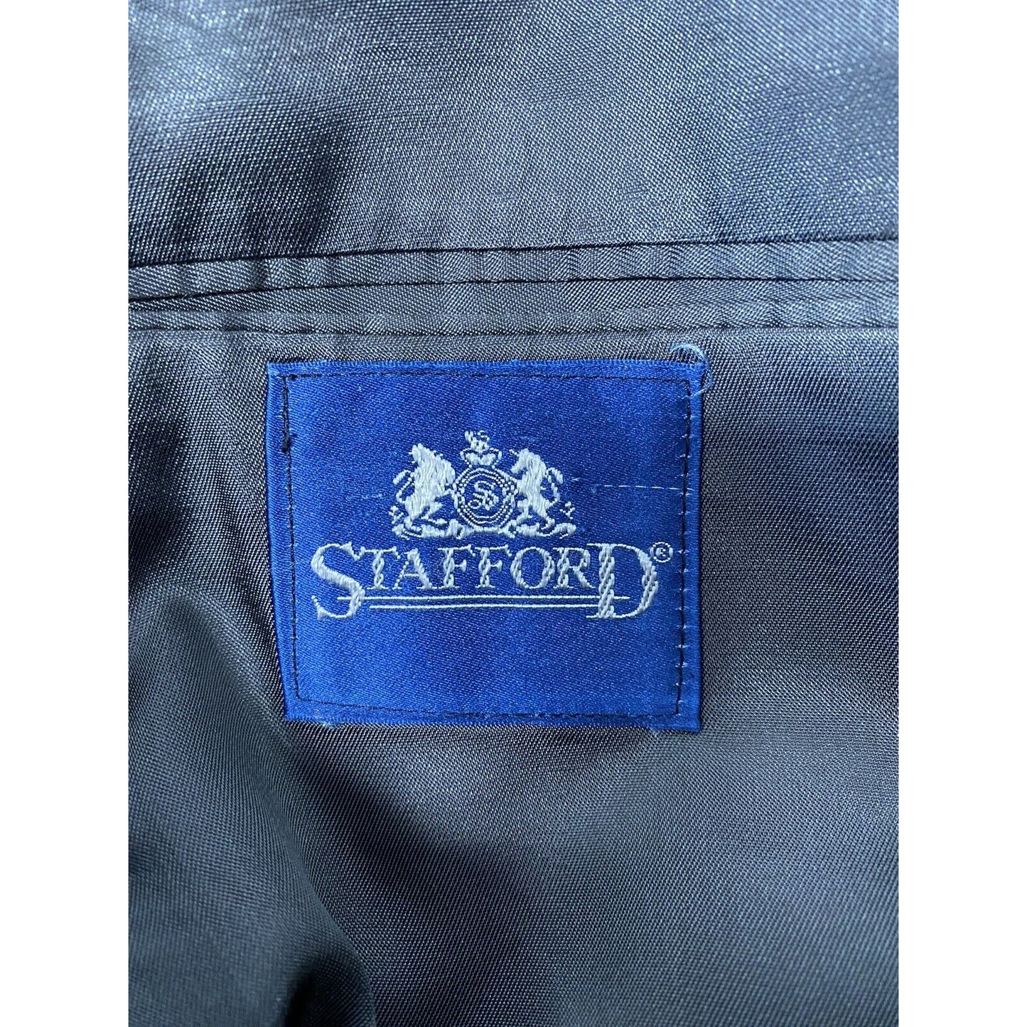 Stafford USA Made Gray Blue 100% Wool Striped 2 Button Jacket Blazer Men’s 42S