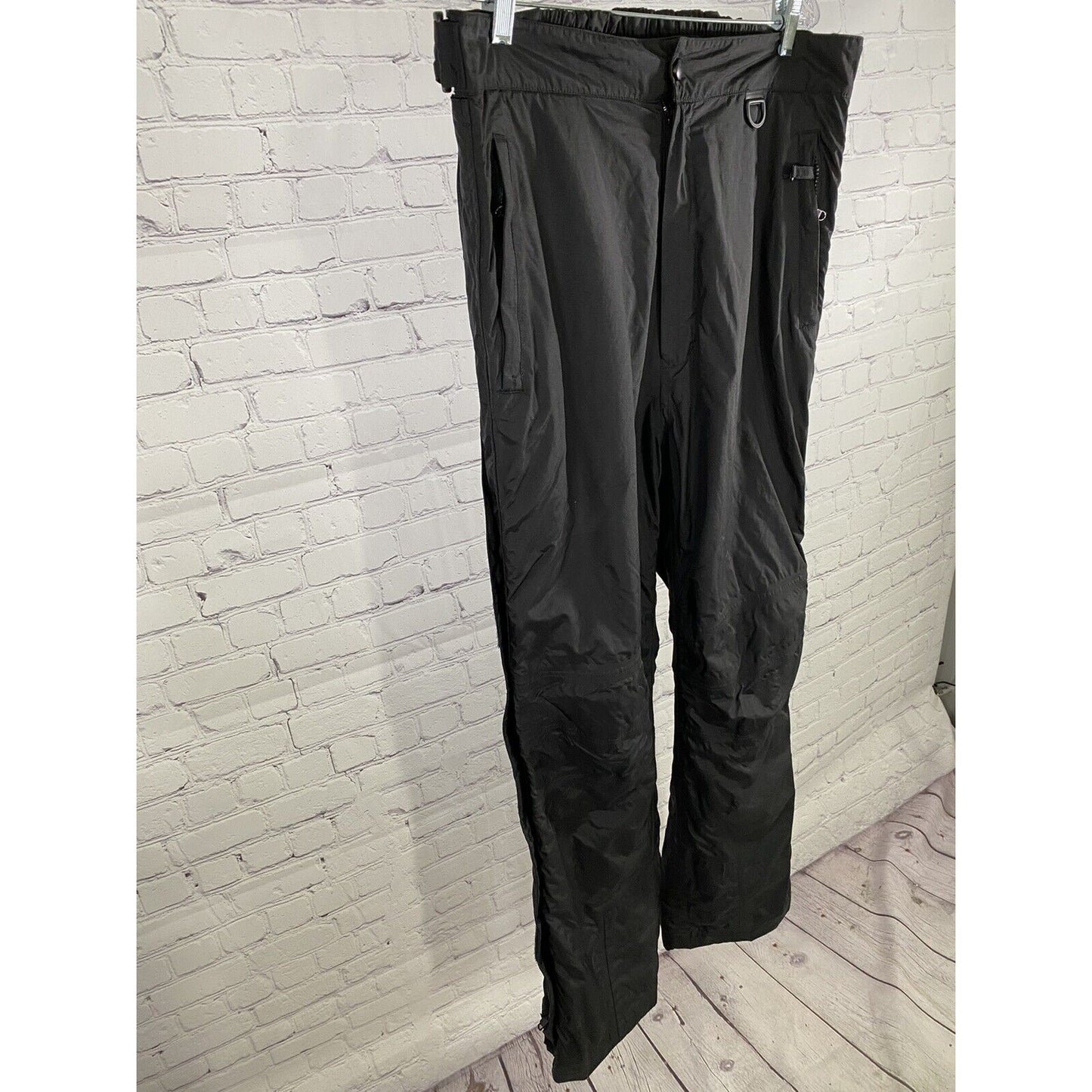 Roffe Black Waterproof Breathable Adjustable Waist Side Zip Ski Snow Pants L