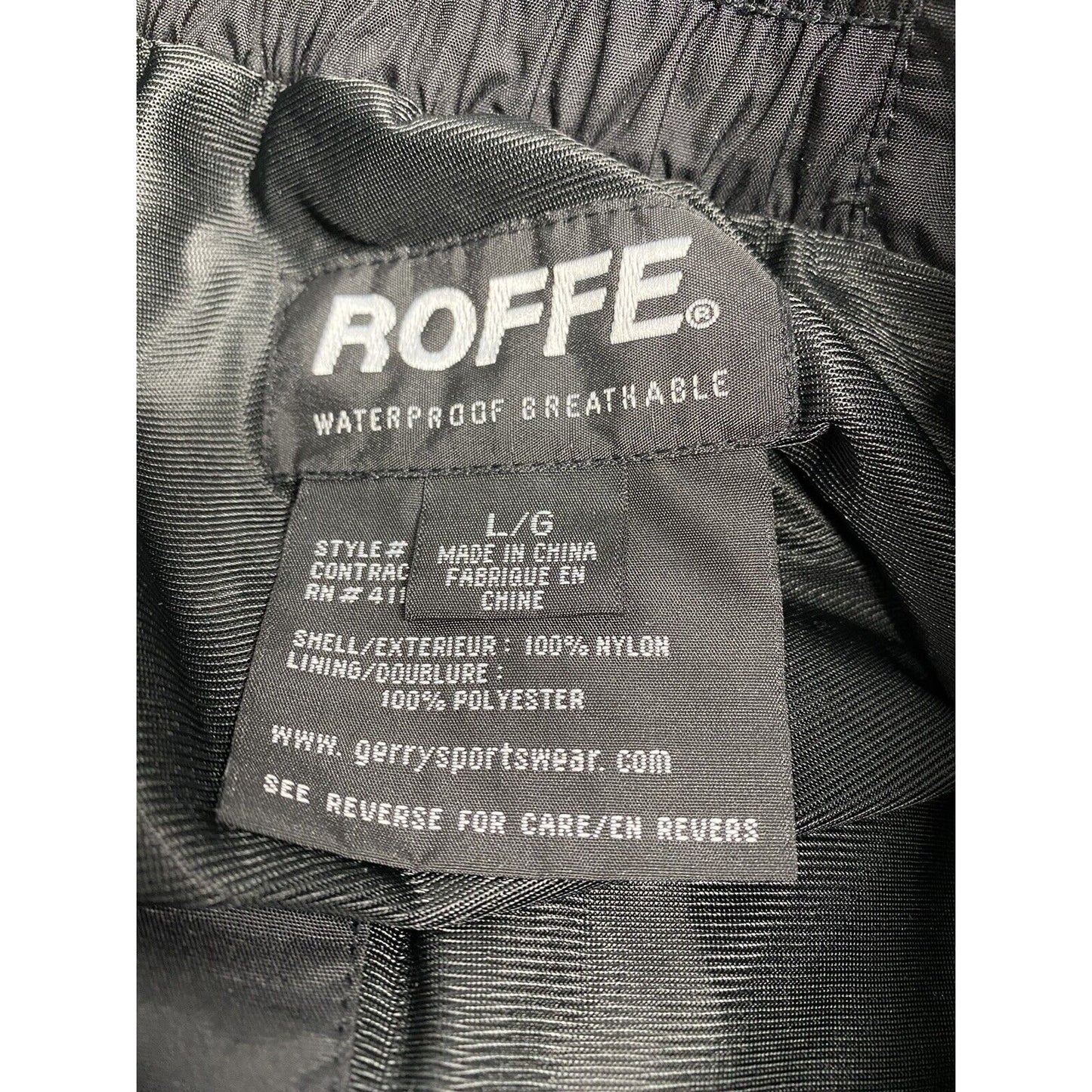 Roffe Black Waterproof Breathable Adjustable Waist Side Zip Ski Snow Pants L