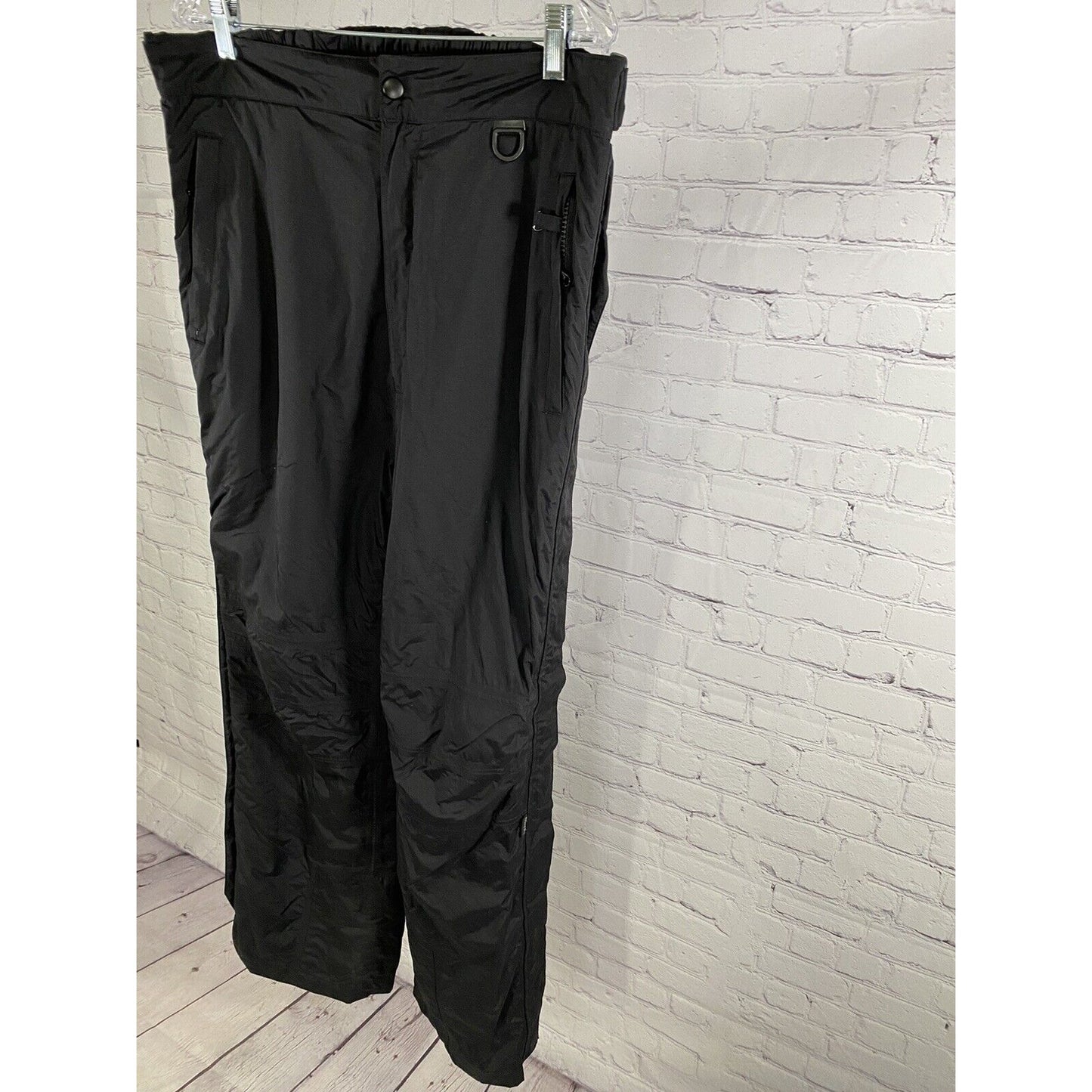 Roffe Black Waterproof Breathable Adjustable Waist Side Zip Ski Snow Pants L