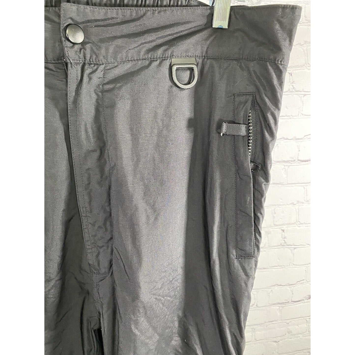 Roffe Black Waterproof Breathable Adjustable Waist Side Zip Ski Snow Pants L