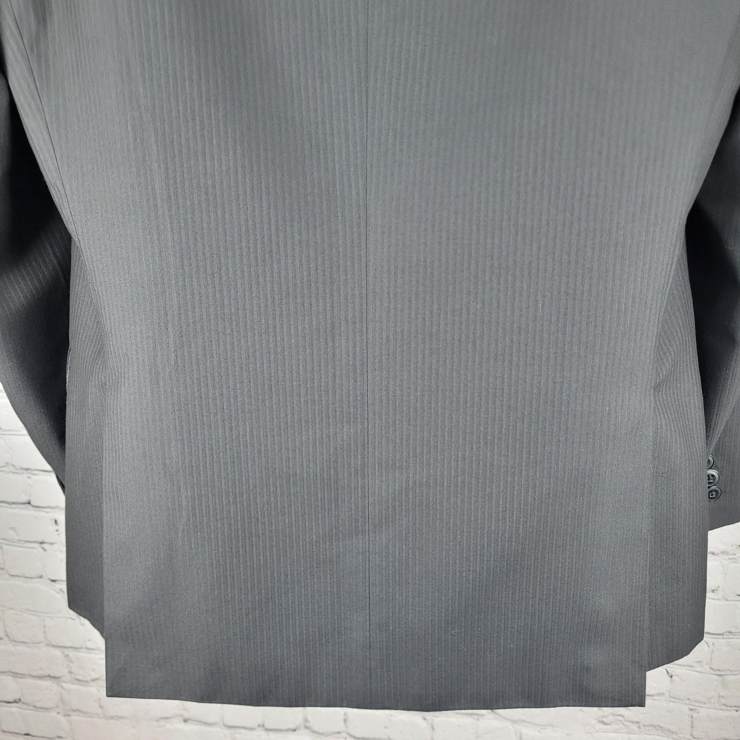 J. Ferrar Black Striped Modern Fit 2 Button Peak Double Vented Blazer Size 42R