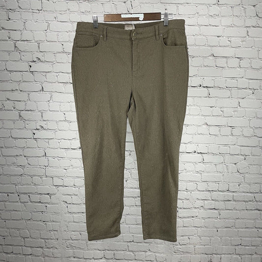 Chico’s Brown Ankle Textured Shimmer Stretch Hi-Rise Pants Size US 14 (36x26)